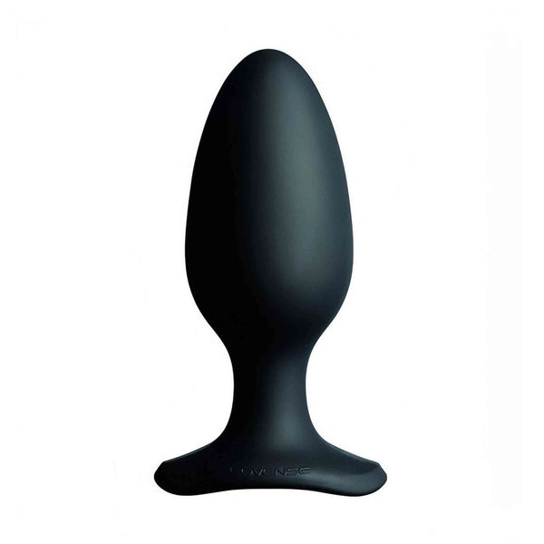 Plug anale Lovense Hush 2 nero in silicone medico liscio con marchio inciso