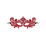 Maschera veneziana rossa in pizzo con ricami floreali per feste