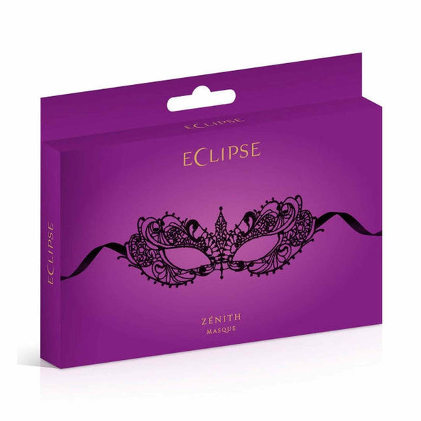 Confezione Eclipse Zenith Masque viola scuro con logo oro e maschera nera
