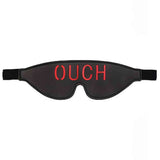 Mascherina occhi nera elastica con logo OUCH rosso frontale