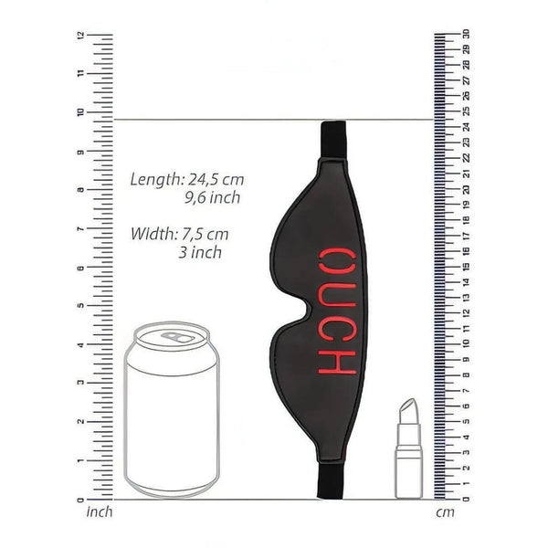 Misure mascherina BDSM Ouch 24,5 cm con rossetto e lattina