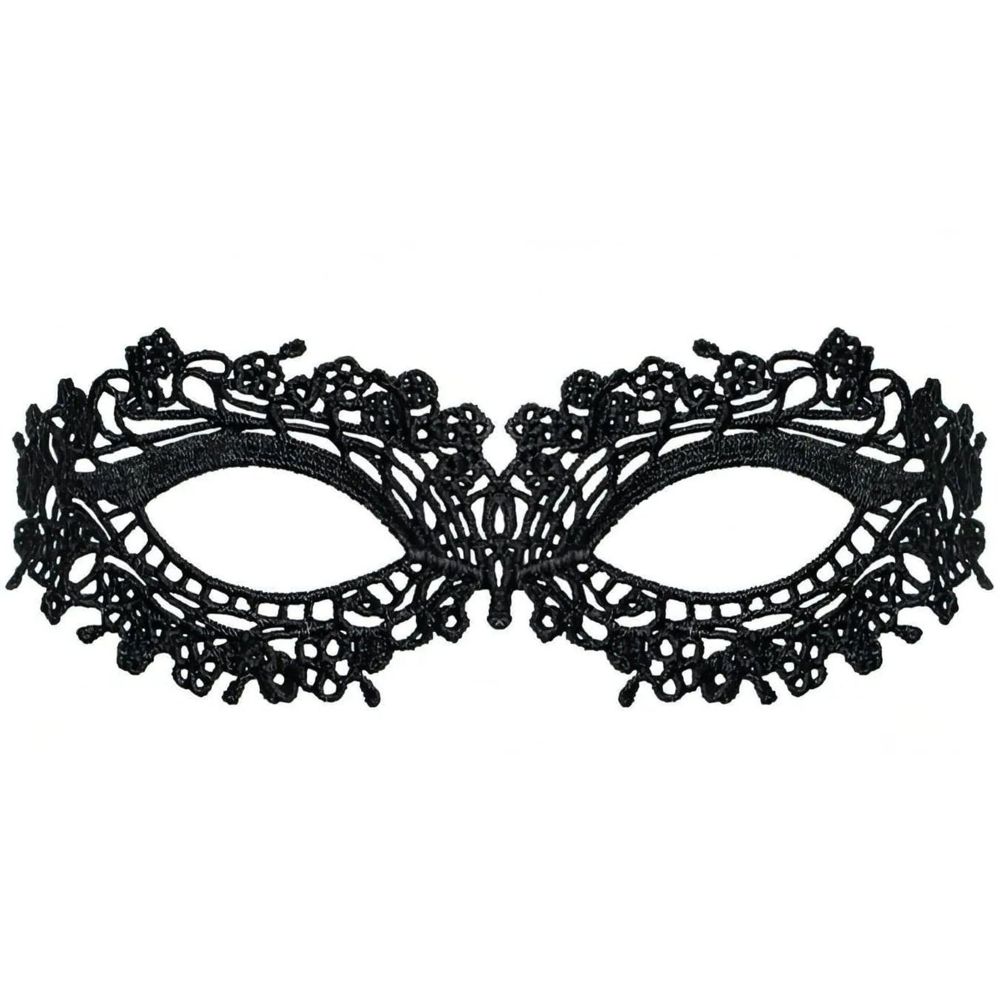 Mascherina in pizzo ricamata - Nero