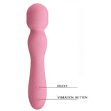 Vibratore a bacchetta rosa in silicone con pulsanti ON/OFF e vibrazione