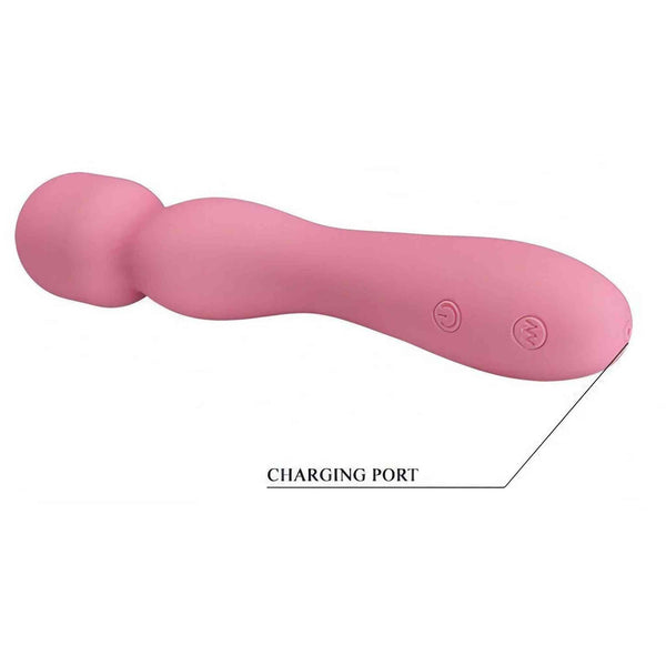 Porta di ricarica USB vibratore a bacchetta rosa con pulsanti controllo