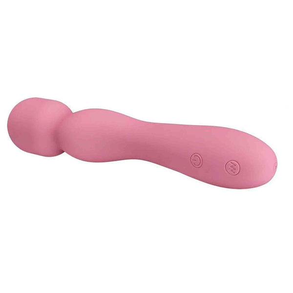 Vibratore a bacchetta rosa pastello logo W stilizzato manico curvo