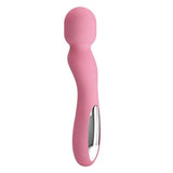 Ingresso USB ricaricabile vibratore a bacchetta rosa pastello lato