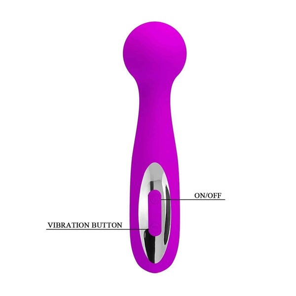 Massaggiatore clitorideo Wade viola acceso con testa sferica e pulsante cromato