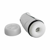 Masturbatore elettrico bianco opaco con cappuccio rimovibile interno a stella incisa