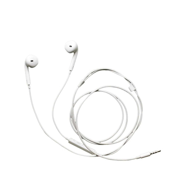 Cuffie auricolari bianche cavo con connettore audio 3.5mm e modulo centrale comandi