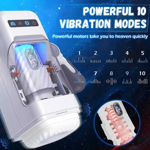 MasturbaStation - Console per la Masturbazione con Funzione di Vibrazione, Riscaldamento e Movimento Up & Down