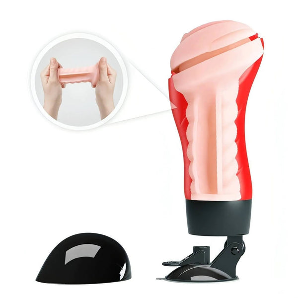 Materiale Cyberskin rosa carne flessibile interno masturbatore elettrico rosso