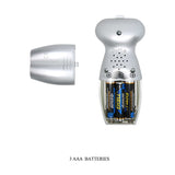 Comparto batterie masturbatore Baile argento metallico con tre pile AAA