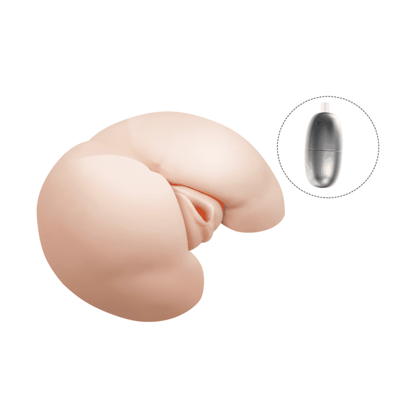 Masturbatore silicone carnoso laterale con inserzione dispositivo vibrante interno