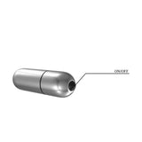 Motore vibrante metallico argenteo con interruttore ON/OFF per masturbatore
