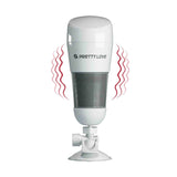 Masturbatore vibrante Pretty Love bianco con ventosa e logo nero