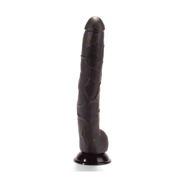 Dildo nero X-Men da 13 pollici verticale con testa modellata e finitura opaca