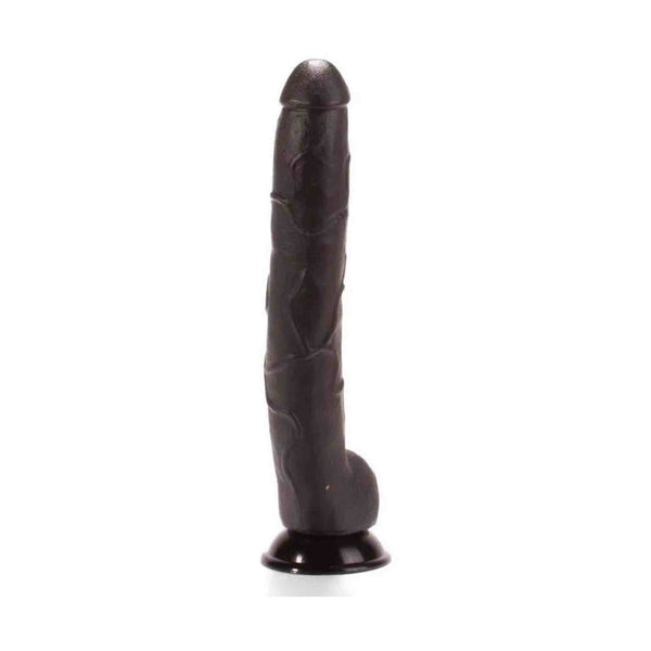 Dildo nero realistico X-Men da 13 pollici con dettagli anatomici e vene su sfondo bianco