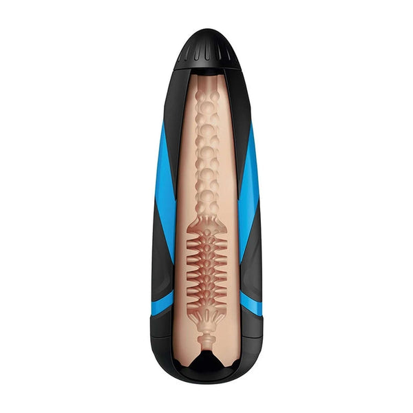 Guaina Satisfyer Tornado Bliss blu con design trasparente e texture interna varia