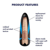 Dettaglio guaina sostituzione Satisfyer Tornado Bliss in cyberskin con texture a bolle