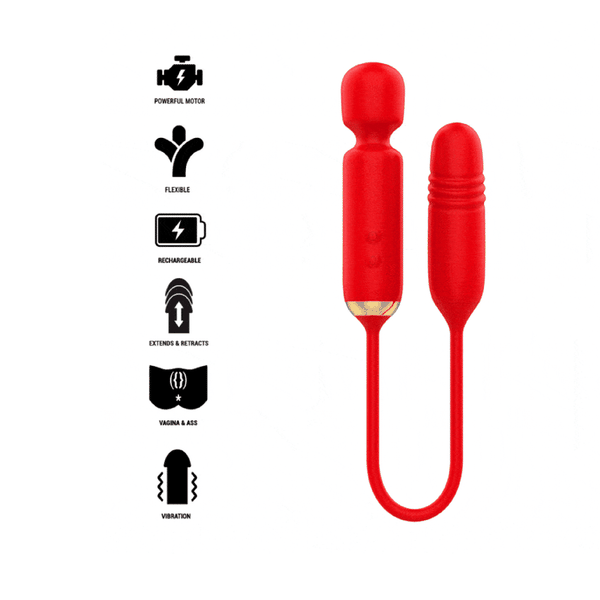 Power Wand rossa Mia Toscana con cavo flessibile e icone motore potente ricaricabile
