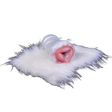 Giocattolo sessuale cilindrico in silicone liquido su base pelosa bianca e grigia