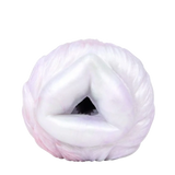 Dettaglio apertura triangolare morbida masturbatore in silicone rosa e bianco
