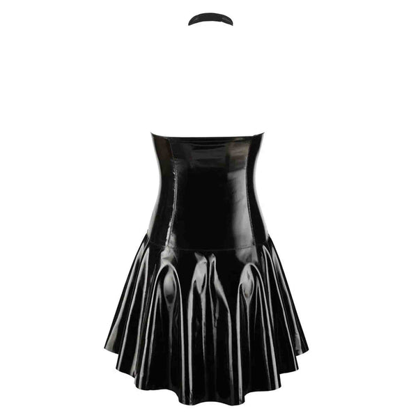 Mini Abito Sexy in Vinile con Trasparenze Mesh