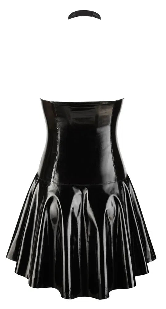 Mini Abito Sexy in Vinile con Trasparenze Mesh