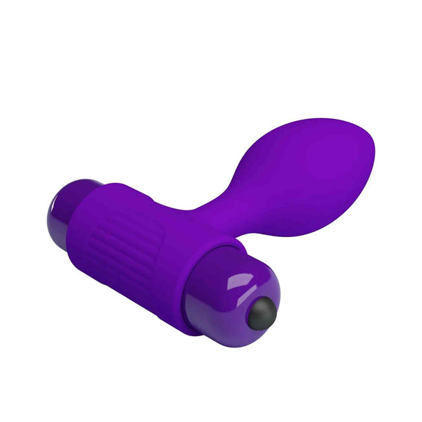 Plug anale vibrante viola in silicone con forma ergonomica e pulsante di controllo