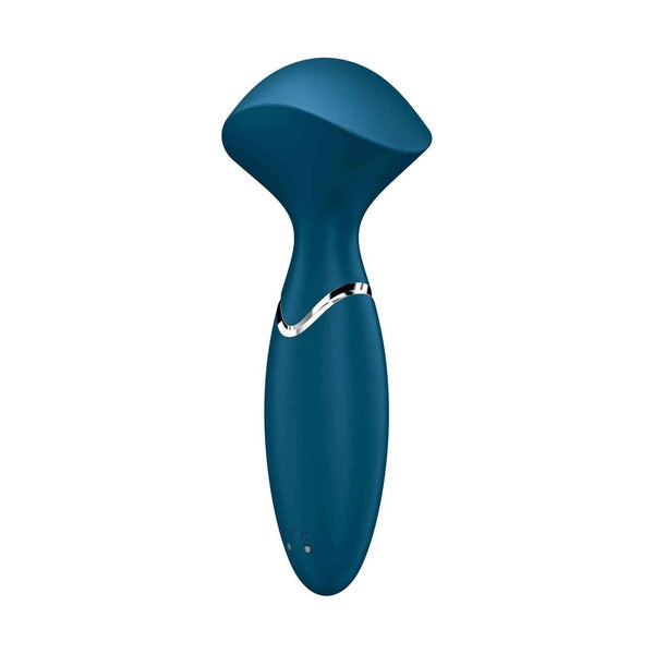 Vibratore Mini Wand-er blu Satisfyer con simboli controllo velocità e ricarica