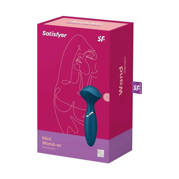 Confezione Mini Wand-er vibratore a bastone blu Satisfyer con garanzia 15 anni