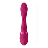Vibratore rabbit rosa acceso Mira vista frontale con tre pulsanti e logo bianco