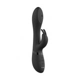 Vibratore rabbit nero Mira in silicone con pin rotante a 360° e base ergonomica