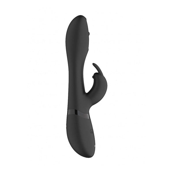 Vibratore rabbit nero Mira superficie opaca liscia con logo VIVE visibile