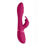Vibratore rabbit fucsia Mira in silicone morbido con fascia metallica lucida
