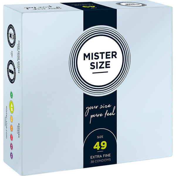 Confezione preservativi Mister Size Extra Fine 49 mm, formato da 36 pezzi