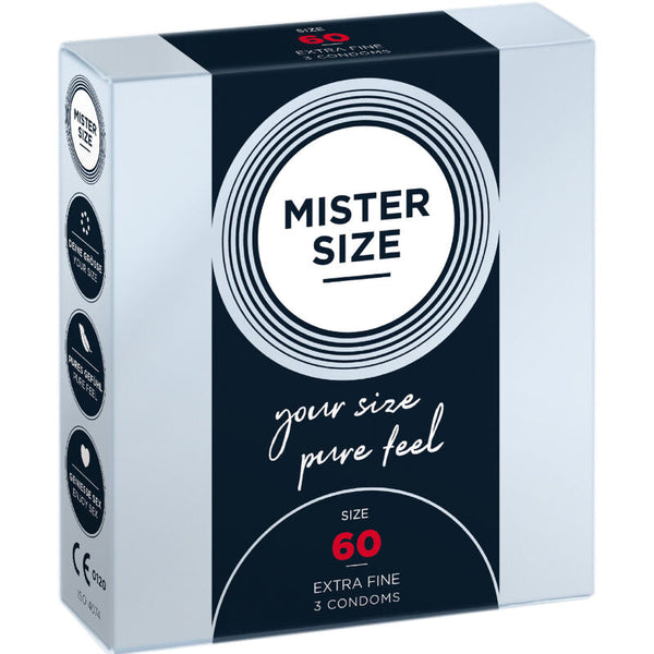 Confezione Mister Size Profilattici Extra Fini 60 mm, 3 pezzi, lattice naturale