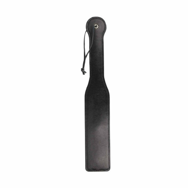 Paddle sculacciatore nero con impugnatura arrotondata e cordino metallico