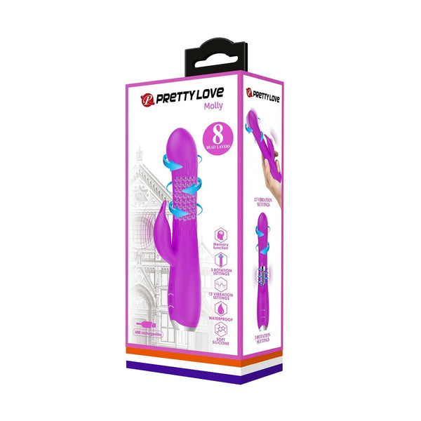 Scatola confezione vibratore rabbit Pretty Love Molly con 12 modalità e 8 strati di palline