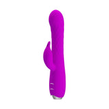 Vibratore rosa Pretty Love Molly vista frontale con tre pulsanti incisi e base metallica
