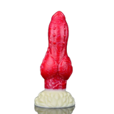 Dildo silicone rosso noduli verticali base bianca petali
