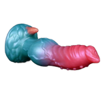 Dildo silicone fantasy drago verde-rosso con testa arancione