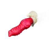 Dildo silicone rosso squame drago base bianca appendice corno