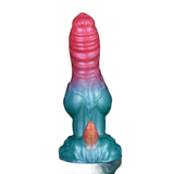 Dildo silicone gradiente rosa-blu-verde base protuberanza