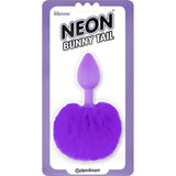 Confezione plastica plug anale Neon Bunny Tail viola Pipedream con scritta elite silicone