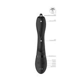 Diagramma tecnico vibratore rabbit nero funzioni punta 360 gradi e clitoride
