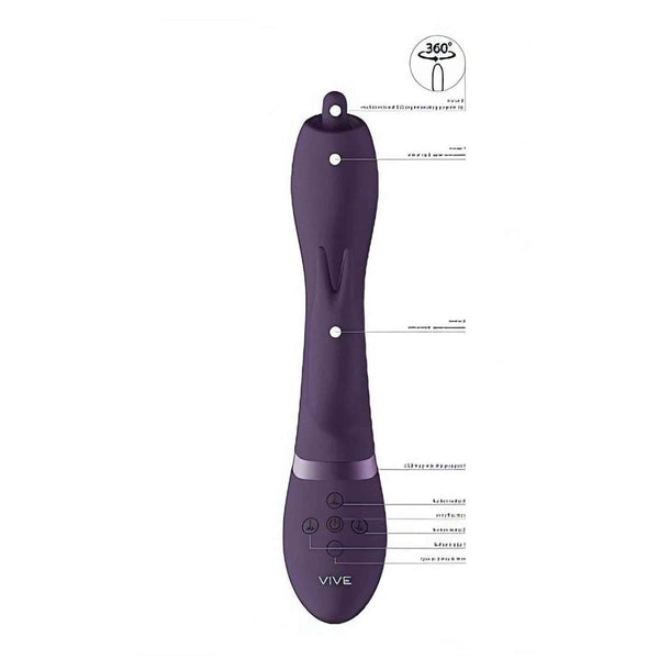 Vibratore rabbit nero vista frontale con anello attacco e punta rotante 360