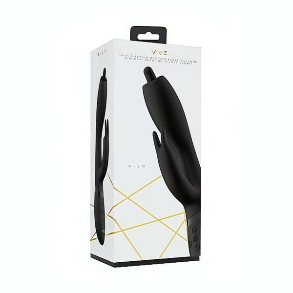 Scatola regalo nera vibratore rabbit Nilo con dettagli geometrici dorati