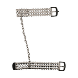 Manette da polso Noir Argent Elegant Os in metallo argento con cristalli neri e catena