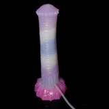 Dildo spruzzante silicone YOGY texture rigata gradiente viola bianco rosa con cavo